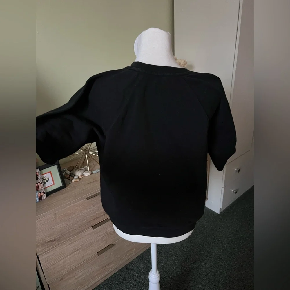 GAP Black 77% Cotton Short-Sleeve Basic Crewneck Pullover Sweatshirt Relaxed Fit